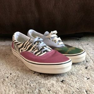 VANS Zebra/Camo Mismatched Sneakers